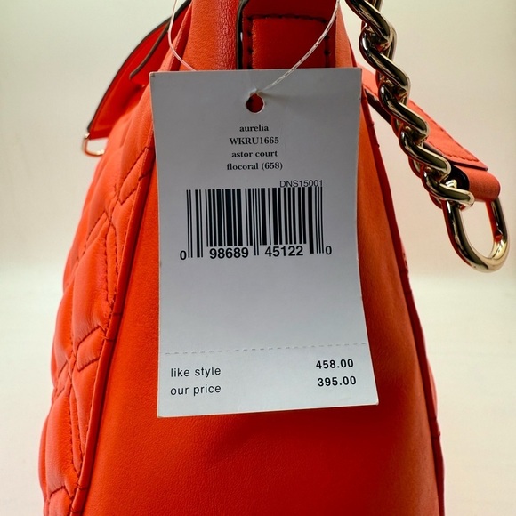 NWT Kate‎ Spade Astor Court Aurelia Flo Coral Quilted Shoulder Bag - Picture 9 of 9